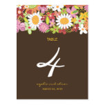 Spring Flowers Garden Wedding Party Table Number postcards
