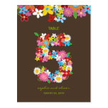 Spring Flowers Garden Wedding Party Table Number postcards