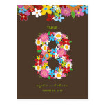 Spring Flowers Garden Wedding Party Table Number postcards