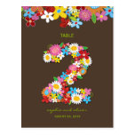 Spring Flowers Garden Wedding Party Table Number postcards