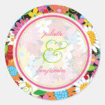 Spring Flowers Garden Whimsical Wedding Favors Round Sticker