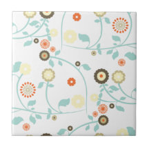 Spring flowers girly mod chic floral pattern ceramic tiles
