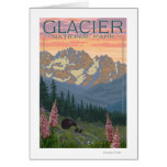 bear, cubs, with, flowers, glacier, national, park, montana, lantern, press, poster, states, collection, 14105