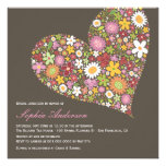 Spring Flowers Heart 3 Love Bridal Shower Invite invitations
