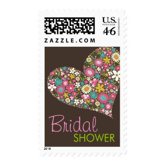Spring Flowers Heart Love Bridal Shower Stamps