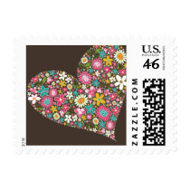 Spring Flowers Heart Love Wedding Stamps