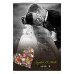 Spring Flowers Heart Wedding Thank You Photo Card