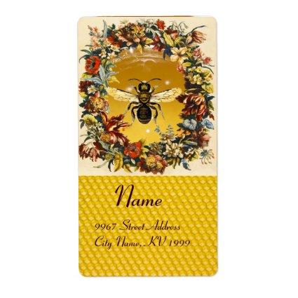 SPRING FLOWERS HONEY BEE ,BEEKEEPER PERSONALIZED SHIPPING LABELS