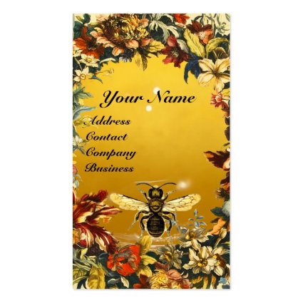 SPRING FLOWERS HONEY BEE BEEKEEPING RED WAX SEAL BUSINESS CARD TEMPLATE