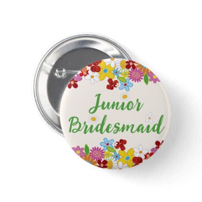Spring Flowers 'Junior Bridesmaid' Button