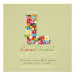 Spring Flowers Monogram Baby Girl Photo Birth Personalized Announcements