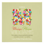 Spring Flowers Monogram Baby Girl Photo Birth Personalized Announcement