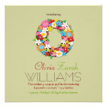 Spring Flowers Monogram Baby Girl Photo Birth Announcement