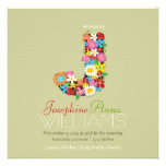 Spring Flowers Monogram Baby Girl Photo Birth Announcement