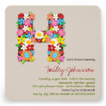 Spring Flowers Monogram Chic Bridal Shower Invite invitations