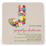 Spring Flowers Monogram Chic Bridal Shower Invite invitations