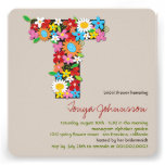 Spring Flowers Monogram Chic Bridal Shower Invite invitations