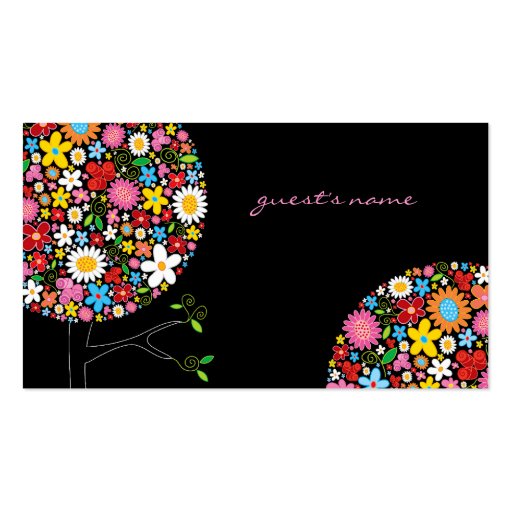Spring Flowers Pop Tree Place Card / Table Card / Business Card (back side)