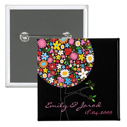 Spring Flowers Pop Tree Save-the-Date Button