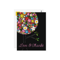Spring Flowers Pop Tree Thank You Postcard