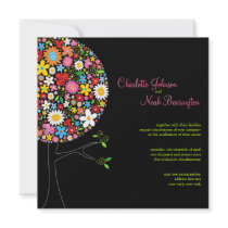 Spring Flowers Pop Tree Wedding Invitation by fat_fa_tin Spring Flowers Pop Tree Wedding Invitation