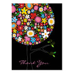 Spring Flowers Pop Tree Wedding Thank You Postcard