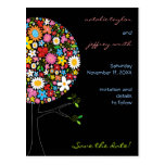 Spring Flowers Pop Tree Whimsical Save The Date Postcards