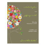 Spring Flowers Pop Tree Whimsical Save The Date Post Cards
