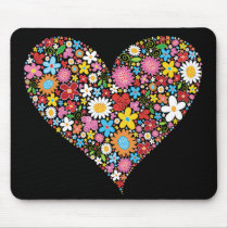 Spring Flowers Valentine Heart Love Fun Mousepad