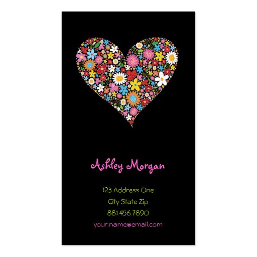 Spring Flowers Valentine Heart Love Profile Card Business Card Template (front side)
