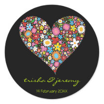 Spring Flowers Valentine Heart Thank You Sticker by fat_fa_tin Spring Flowers Valentine Heart Thank You Sticker
