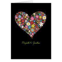 Spring Flowers Valentine Heart Wedding Invite Card