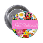 Spring Flowers Wedding Junior Bridesmaid Name Tag Button