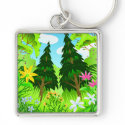 Spring Forest Trees and Flowers Scene