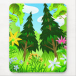Spring Forest Trees and Flowers Scene Mouse Pads
