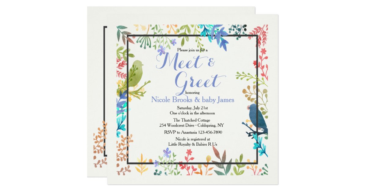 spring frame meet greet invitation zazzle save the date postcard template free