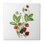 Spring Fresh Strawberries Embroidery Ceramic Tile