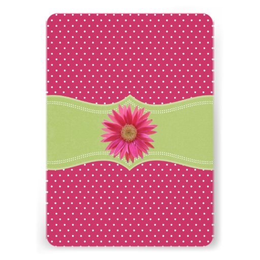 Spring Green and Fuschia Pink Daisy Bridal Shower Invitation