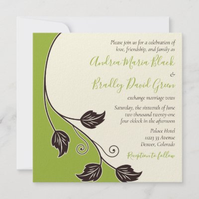 green and ivory wedding invitations
