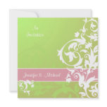 Spring green and raspberry Lace Wedding Invitation