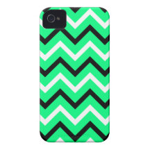 Spring Green, Black, White Chevrons (Zigzags) Case-Mate iPhone 4 Cases