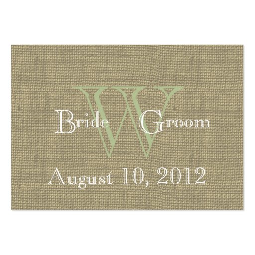 Spring Green Burlap and Bow Seating Cards Business Cards (back side)