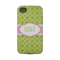 Spring Green Clovers & Pink Sash iPhone4 Case Tough Iphone 4 Cover