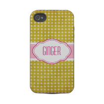Spring Green Dots & Pink Sash iPhone4 Case Tough Iphone 4 Cases