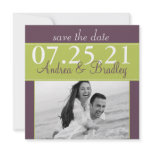 Spring Green & Eggplant Save the Date Card Personalized Invite