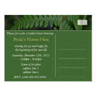 Spring green fern leaves bridal shower  invitation post card