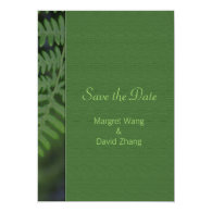 Spring green fern leaves save the date wedding custom announcement