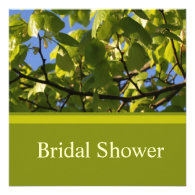 Spring green leaves bridal shower invitations