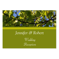 Spring green leaves wedding reception detail card business card template