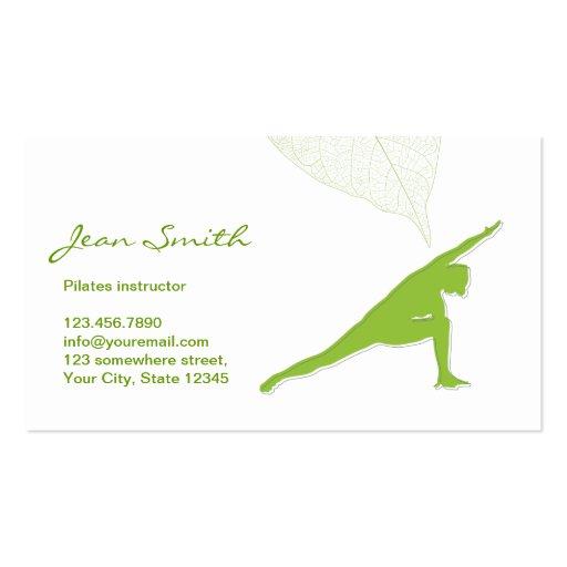 Spring Green Pilates Instructor Business Card (front side)